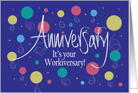 Hand Lettered Employee Work Anniversary, Bright Colored Balloons card
