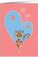 Thank you from Pet Cat, Love you with Hearts and Love card