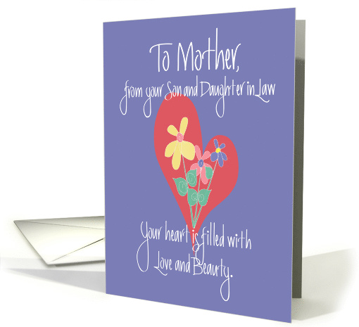 Mother's Day for Mother from Son & Daughter in Law, Floral Heart card