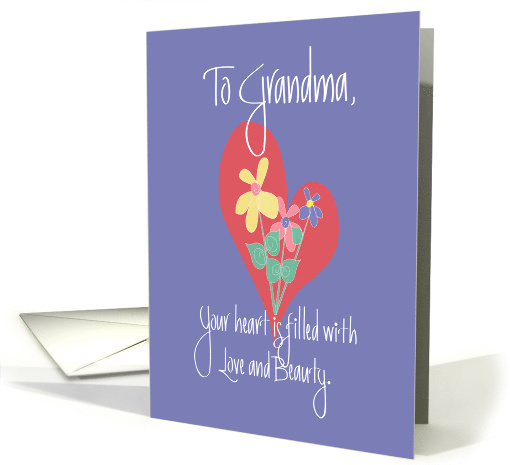 Mother's Day for Grandma, with Heart and Flower Bouquet card (1257550)