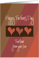 Father’s Day from Son, Trio of Hearts, Brown & Orange Diagonals card