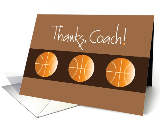 Thanks Coach with Trio of Basketballs on Brown card (1258030)