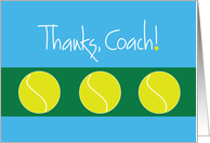 Thanks Tennis Coach with Trio of Tennis Balls on Green and Blue card