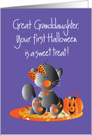 First Halloween for Great Granddaughter Black Kitty with Sweet Candy card
