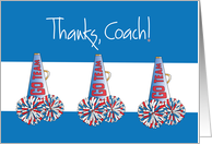 Thanks to Cheer Coach with Trio of Megaphones and Pom-Poms card