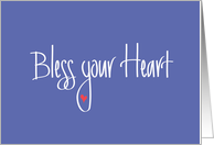 Bless your Heart, Thank You, Hand lettering & Heart on Lavender card
