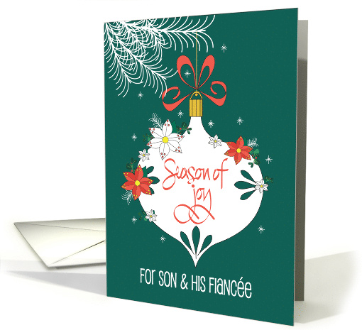 Hand Lettered Christmas for Son & Fiance, Decorated Ornament card