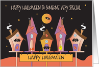 Happy Halloween to Someone Special, Spooky Birdhouses with Bats card