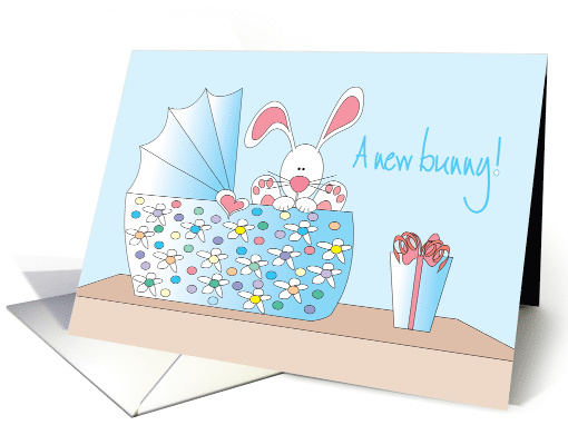 Congratulations on new Bunny, Bassinette with Bunny card (1274552)