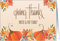 Thanksgiving for Niece & Family, Pumpkins, Fall Leaves & Flowers card