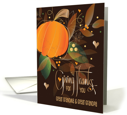 Thanksgiving for Great Grandma & Great Grandpa Pumpkin and Leaves card
