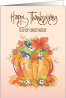 Hand Lettered Thanksgiving for Sweet Mother Fall Floral Pumpkin Vase card