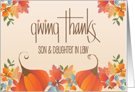 Thanksgiving for Son and Daughter in Law, Giving Thanks with Leaves card