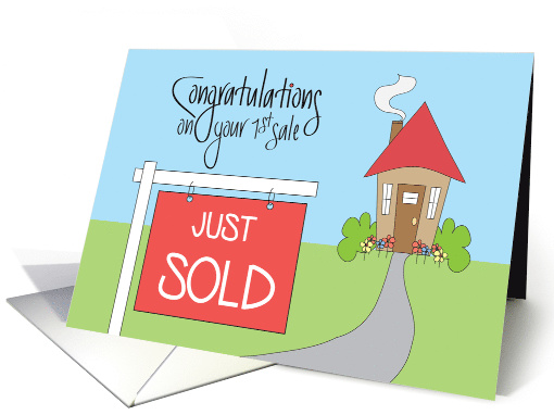 Congratulations for First Home Sale with Just Sold Sign... (1280702)