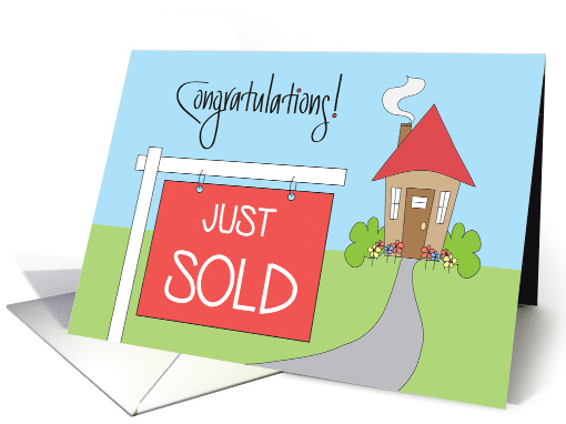 Realtor Congratulations for Home Sale, Sold Sign and Cottage card