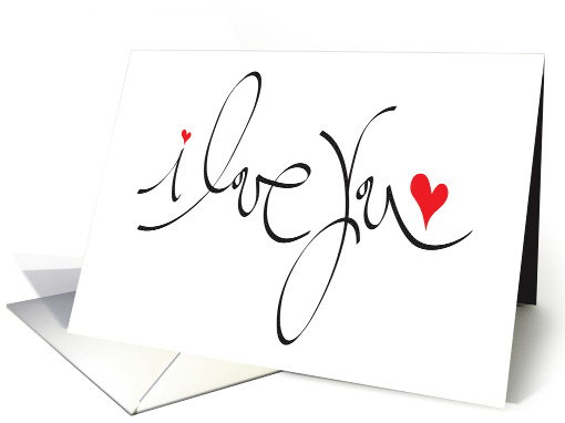 Hand Lettered I Love You in Calligraphy with Accents of... (1282472)