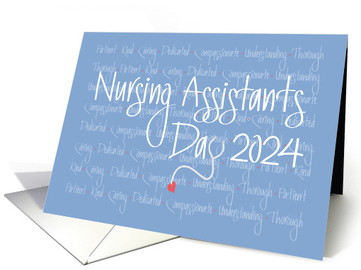 Nursing Assistants Day 2024 Stethoscope and Nursing Qualities card