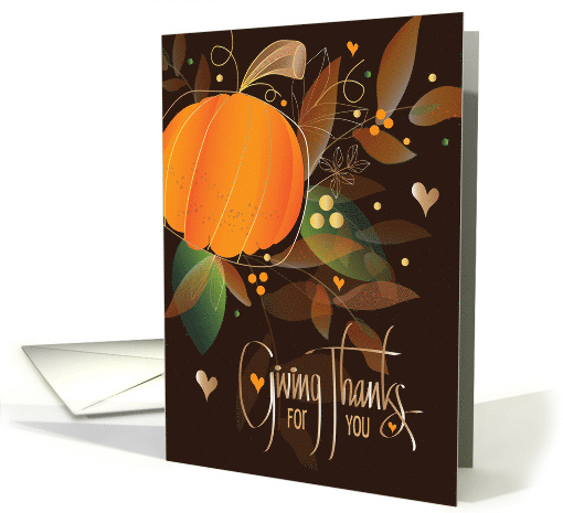 Hand Lettered Canadian Thanksgiving Pumpkin and Fall Leaves card