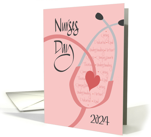 Hand Lettered Nurses Day 2024 Pink Stethoscope with... (1283588)