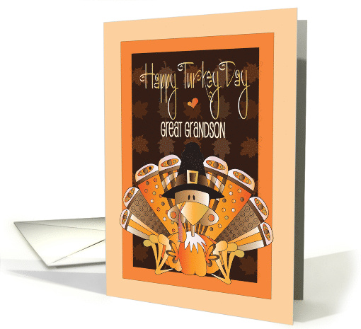 Hand Lettered Thanksgiving Great Grandson Happy Turkey Day card