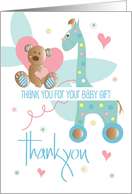 Thank you for Your Baby Shower Gift Giraffe and Bear with Hearts card