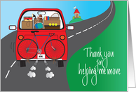 Thank you for Helping with Move, For Guy, Red Car with Boxes card