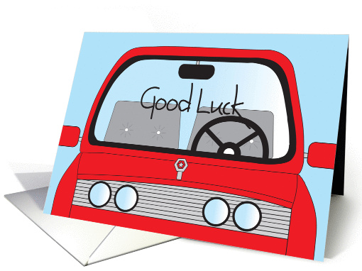 Good Luck on Driving Test, Red Car with Gray Seats card (1288364)