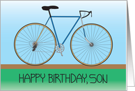 Happy Birthday for Son with Bicycle, Blue and Green card