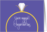 Engagement Congratulations, With Diamond Ring on Lavender card