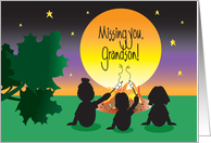 Missing You Grandson at Camp, Campers at Campfire card
