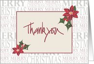 Hand Lettered Business Christmas Thank You Note, with Poinsettias card
