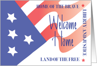 Welcome Home from Military, with Red, White and Blue Flag card