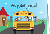 Back to School for Grandson, Yellow School Bus with Children card