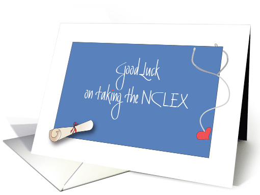 Good Luck on the NCLEX Exam with Diploma and Stethoscope card