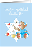 Rosh Hashanah for Granddaughter, Bear, Honey, Bee and Heart card