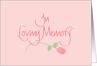 Hand Lettered In Loving Memory Memorial Service with Pink Rose card