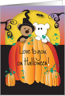 Halloween with Pumpkin Peeking Bears, Love to You card
