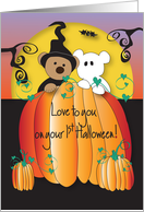 First Halloween with Pumpkin Peeking Bears, Love to You card