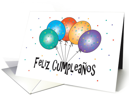 Feliz Cumpleaos con globos, Birthday card in Spanish card (1300522)