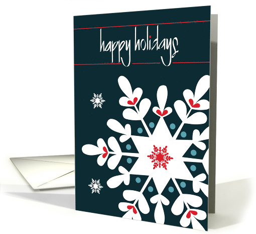 Hand Lettered Christmas Happy Holidays Decorated White Snowflake card