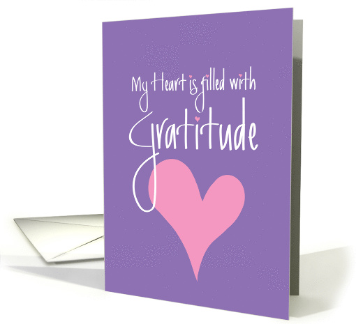 Thank you Heart filled with Gratitude, Lavender with Pink Heart card