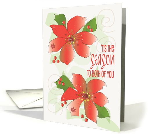 Hand Lettered Christmas to Both of You Red Poinsettias... (1304714)