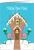 Invitation to Holiday Open House with Decorated Gingerbread House card