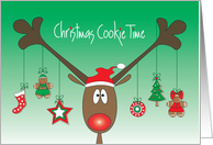 Invitation to Cookie Exchange with Reindeer Displaying Holiday Cookies card
