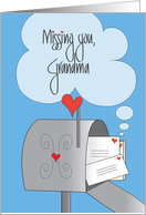 Missing You Grandma, Heart Decorated Mailbox with Mail card