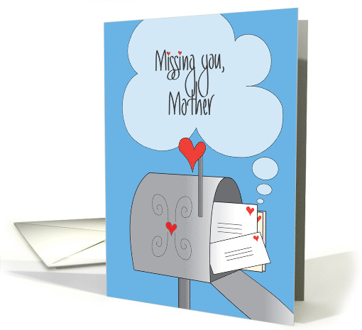 Missing You Mother, Mailbox with Heart Stamped Envelopes card