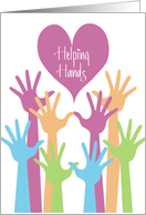 Hand Lettered Colorful Helping Hands Thank You for Volunteering card