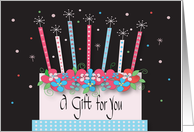 Hand Letterered Birthday Gift for You, Abstract Floral Cake & Candles card