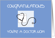 Congratulations to Doctor for New Job, Stethoscope on Blue card