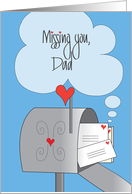 Missing You Dad, with Open Mailbox Full of Stamped Letters card
